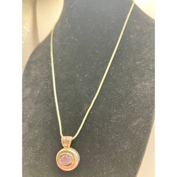 Vintage Roman Purple Stone Silver-Tone Modern Pendant Necklace! - Picture 3 of 8